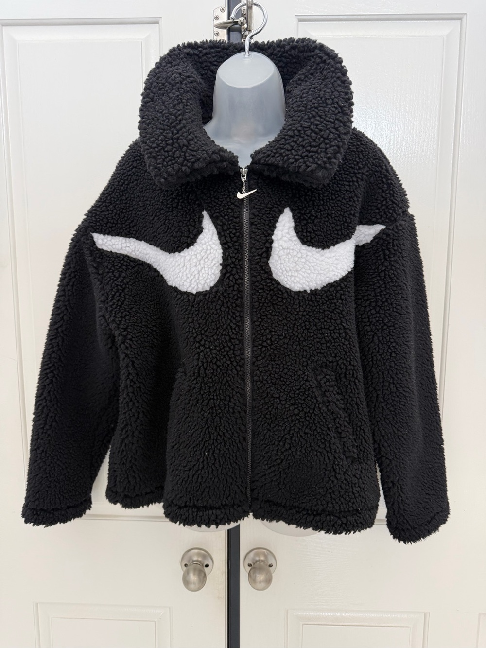 Nike Black w/White Sherpa Zip-Up Jacket Sz M